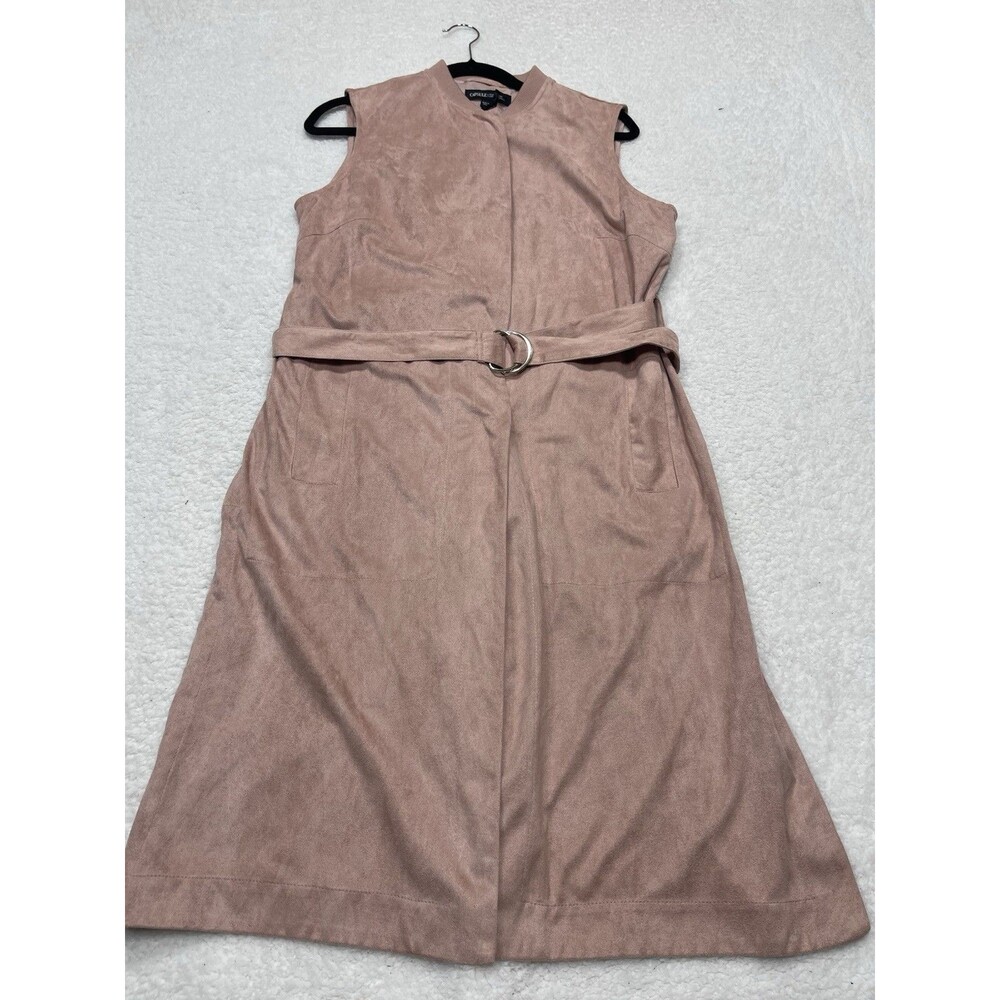 Capsule Dress Vest Women Plush Pink Faux Suede Preppy Boho Minimalist Size 8